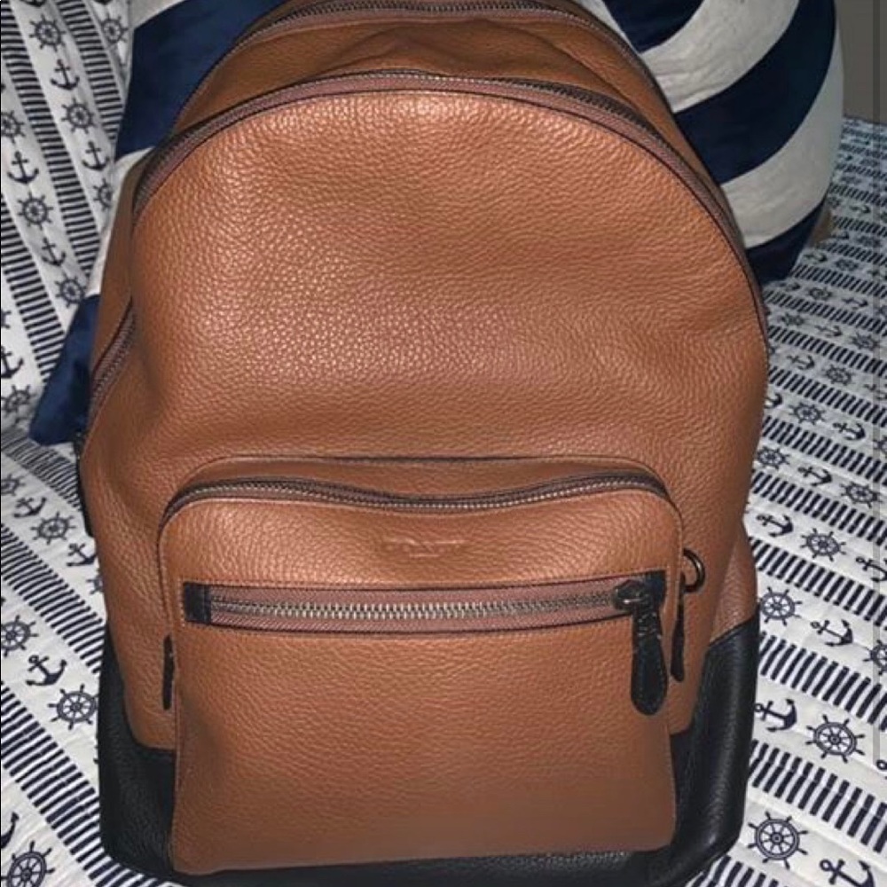Coach Brown Pebble Leather Backpack